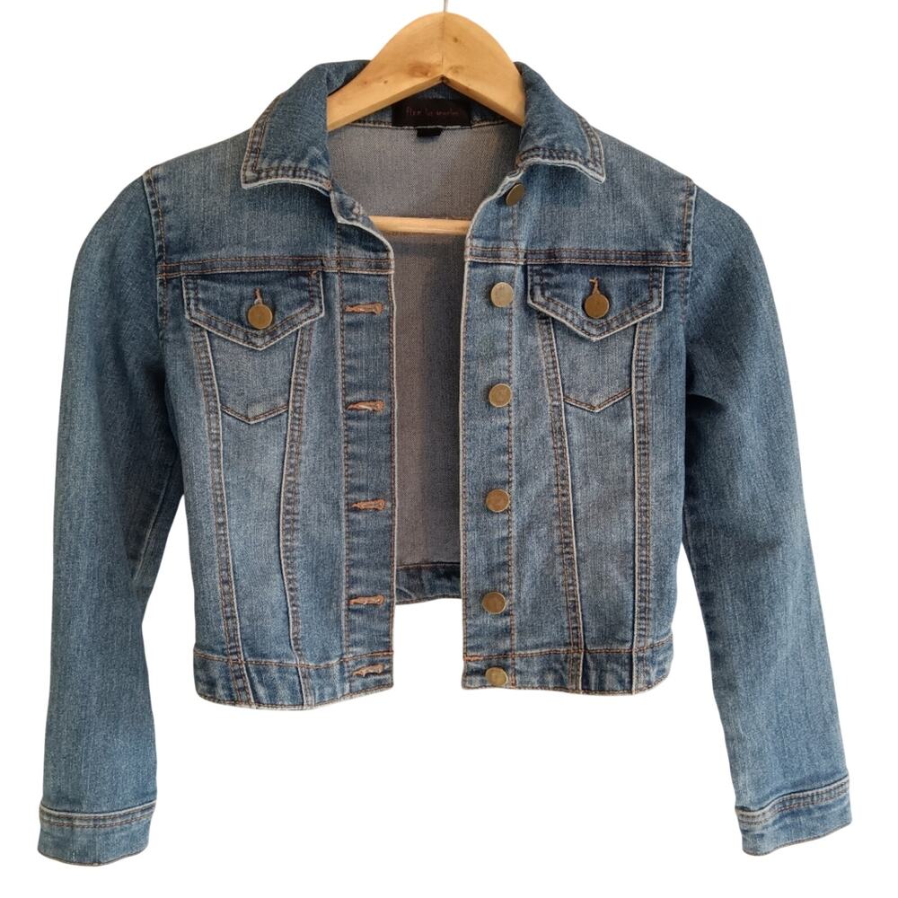 Fire Los Angeles Cropped Denim Jean Jacket Girls Size 10